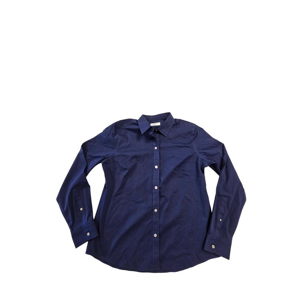 UNTUCKit Bella Navy Blue Long Sleeve Button Down Shirt Womens Size 6 40190